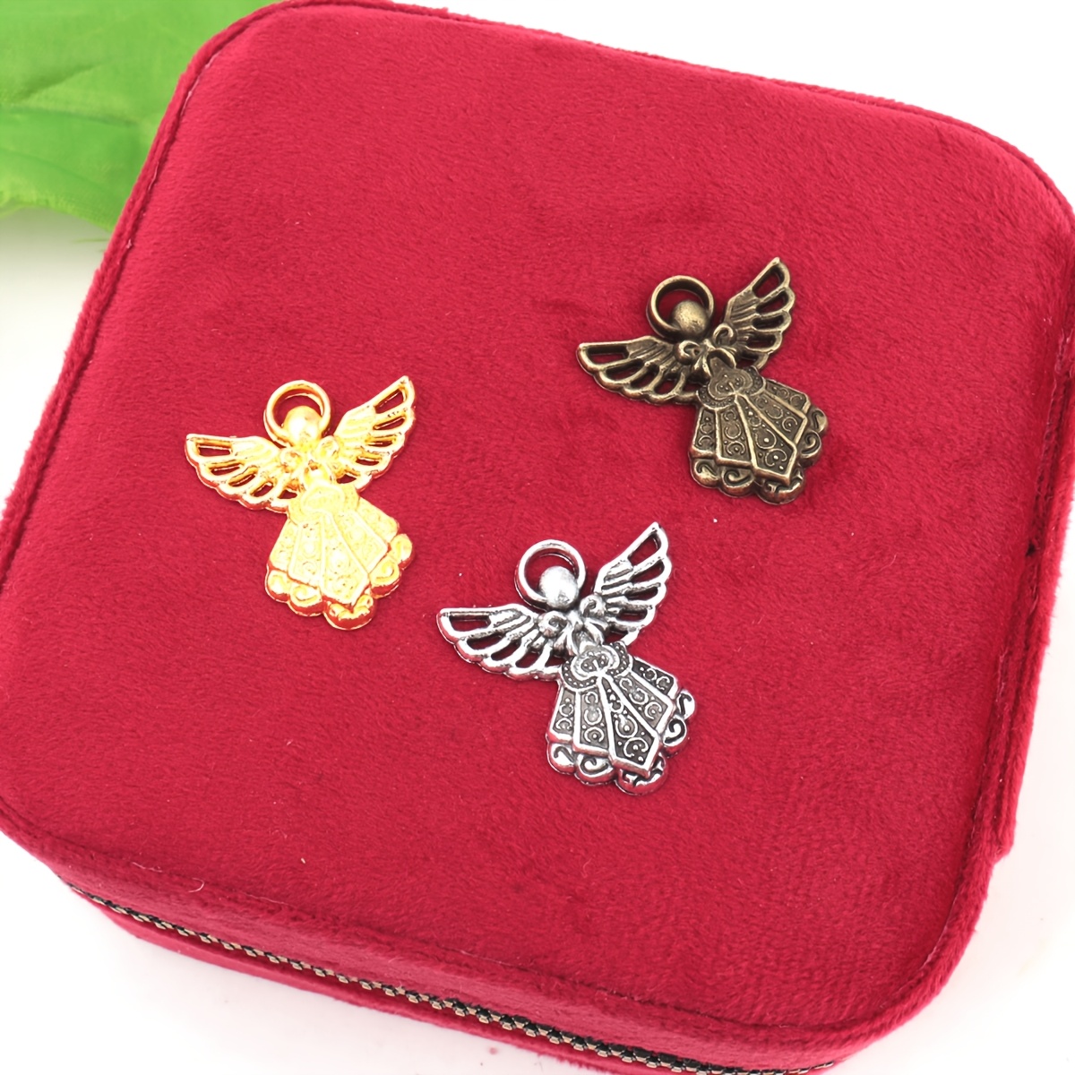10pcs Antique Bronze Winged Guardian Angel Pendants