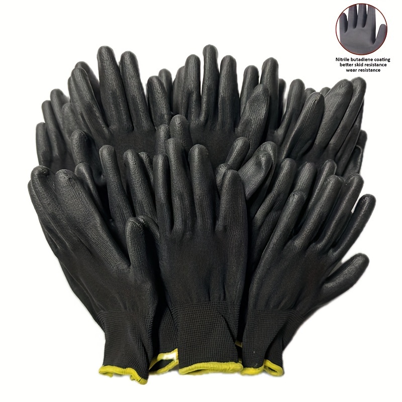 

10/20pcs Nitrile Work Gloves, Anti-static, Gardening, Slip-resistant, Abrasion-resistant, Mechanic Protective Gloves, Woven Fabric, Available In Sizes S/m/l/xl