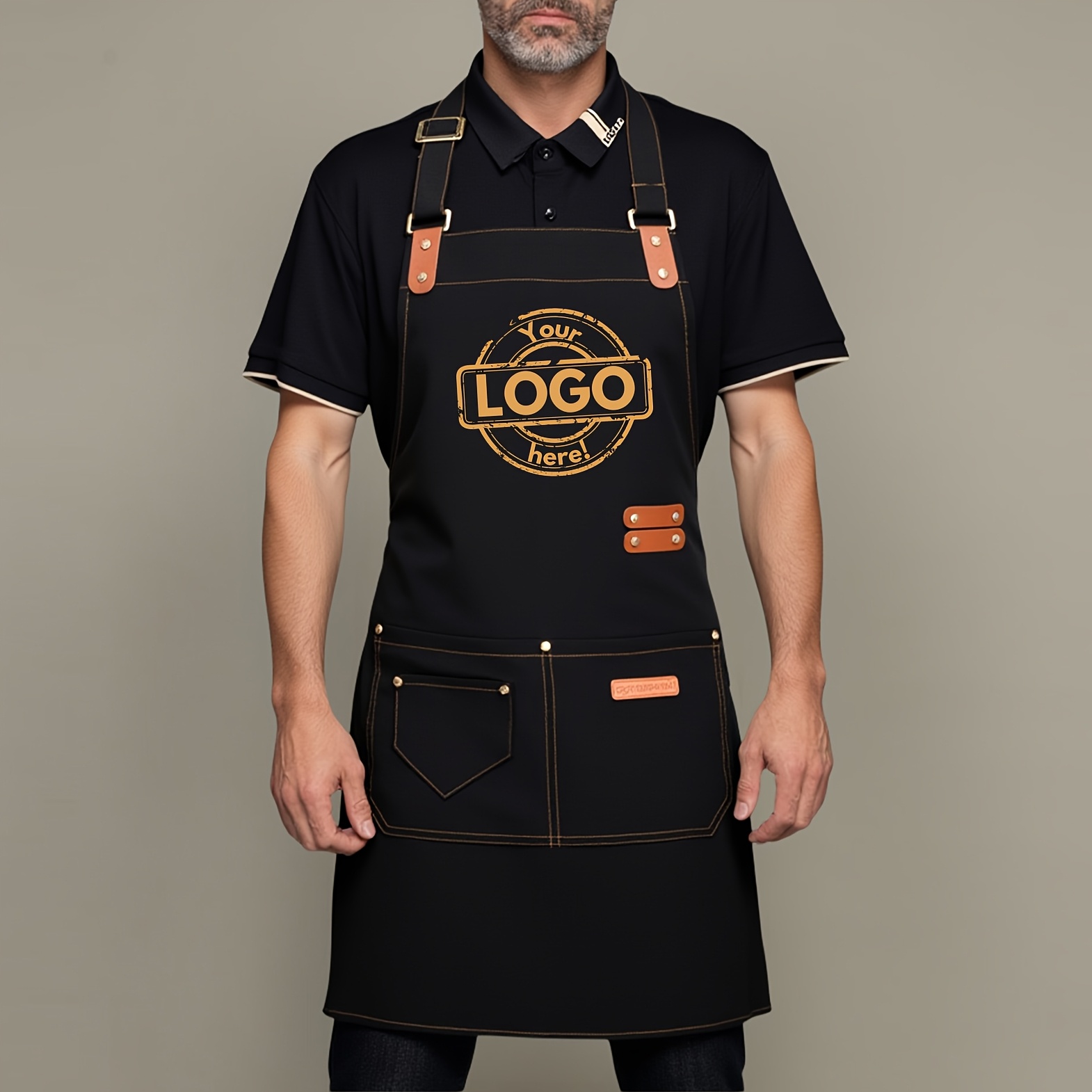 Image of Premium Custom Logo Polyester Aprons - Durable Chef & Bbq Aprons For Professional Kitchens, Cafes, Bakeries, Nail Salons & Retail Shops | Personalized , Pattern | Ideal Promotional Gifts