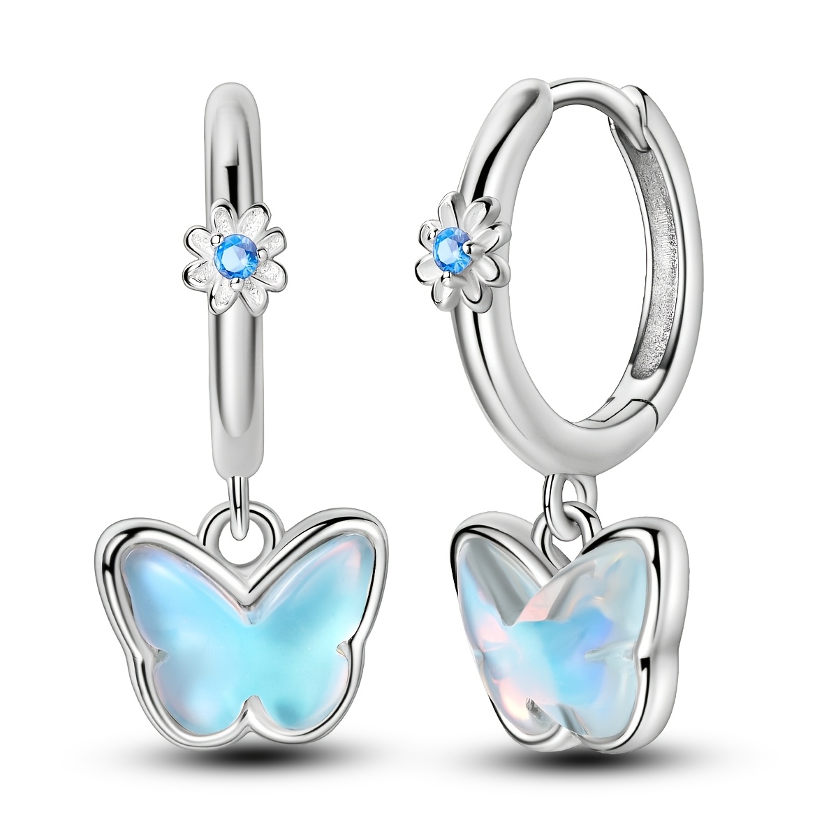 Image of 1 Pair Original 925 Sterling Silvery Hoop Earrings For Women