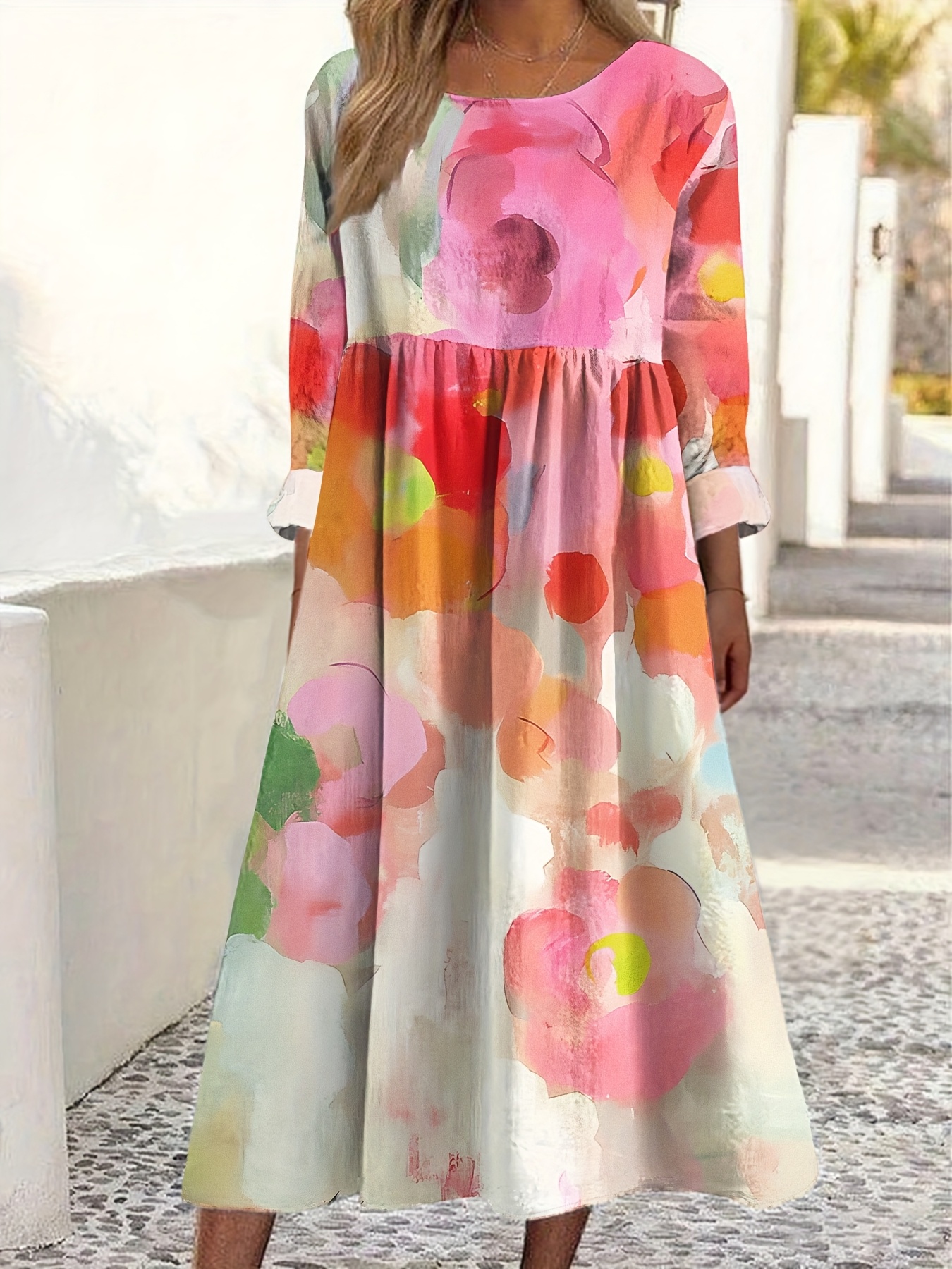 leith floral print midi dress Blue Floral Leith Midi Dress