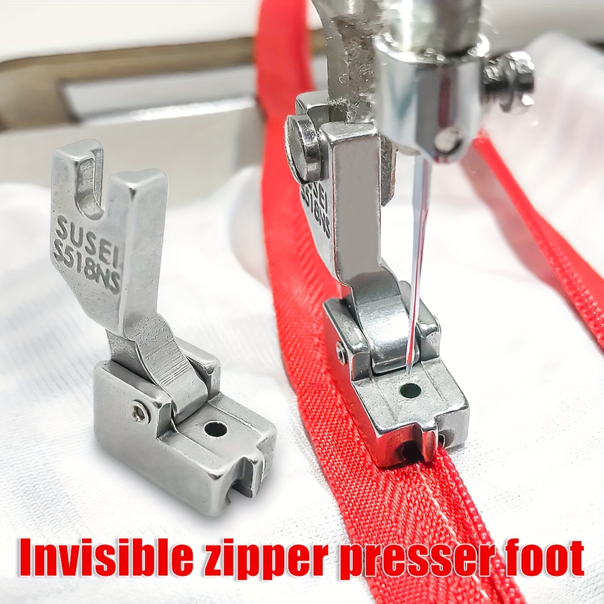 

Invisible Zipper Presser Foot, Flatbed Sewing Machine Attachment - Industrial Sewing Accessory