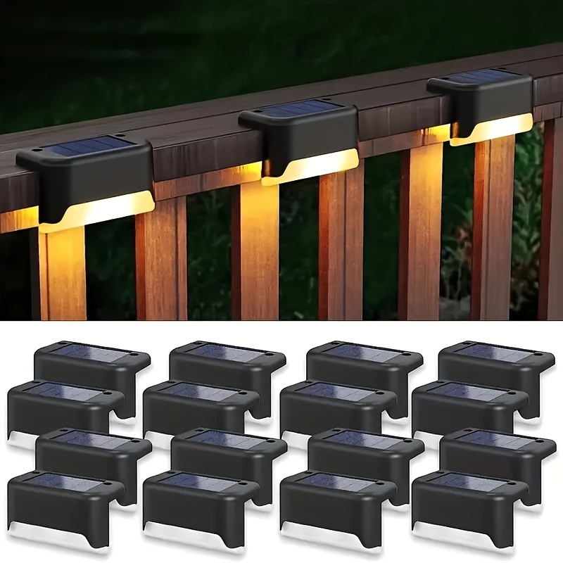 10pcs Solar Outdoor Garden Lights, Ip44, For Outdoor Lighting, Home Garden Staircase Deck Lights, Pathway Wall Lights, Balustrade Decorative Lights, Festive Atmosphere Decorations
