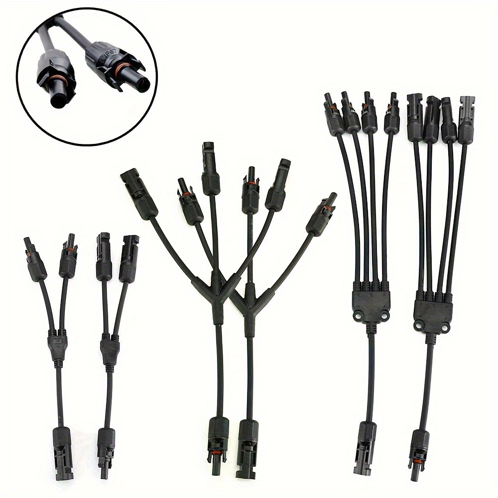 

2pcs Solar Photovoltaic Panel Conversion Cable (1 To 2, 1 Male And 1 Female) Solar Connector Y Branch Adapter Cable