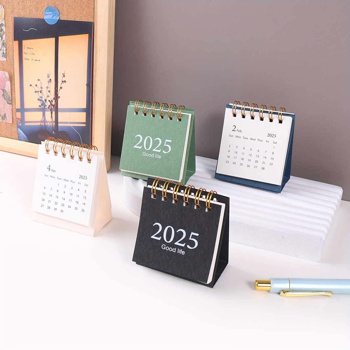 

2025 Mini Desk Calendar - Portable, Creative, Fashionable Office Supplies, Decorative Tabletop Calendar For Office, Room, Bedroom, Home Decor - Paper Material