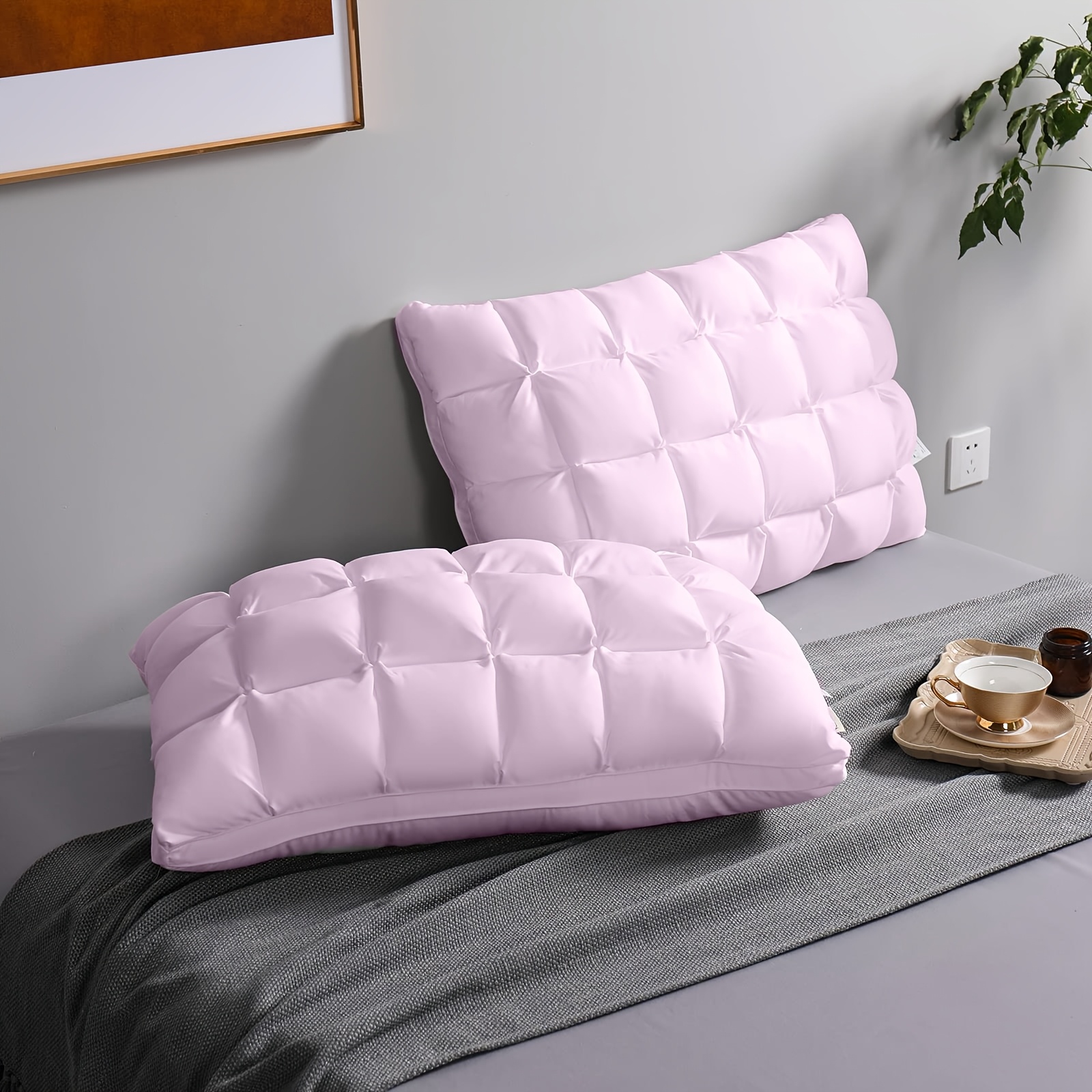 Soft Pillows Queen Size for Sleeping, Support Bed Pillows, Fluffy Microfiber Pillow - Home & Kitchen