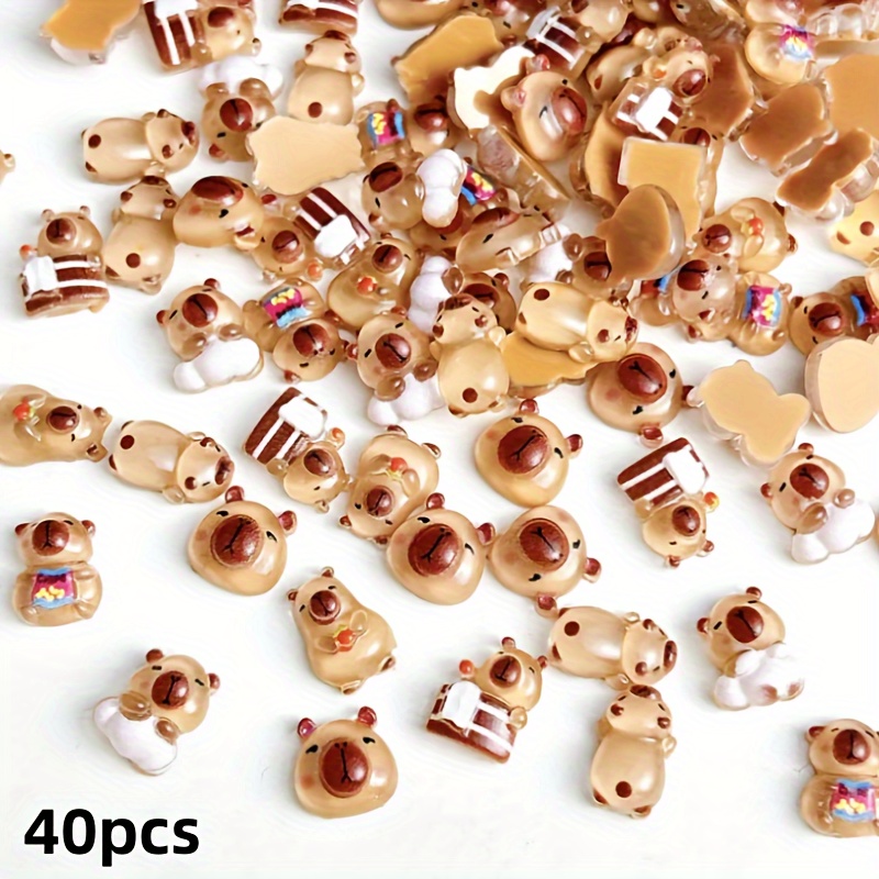 40/70pcs Mixed Resin Capybara Nail Charm Set, Cute Cartoon Diy Nail Accessories - Suitable For Women And Party Gifts