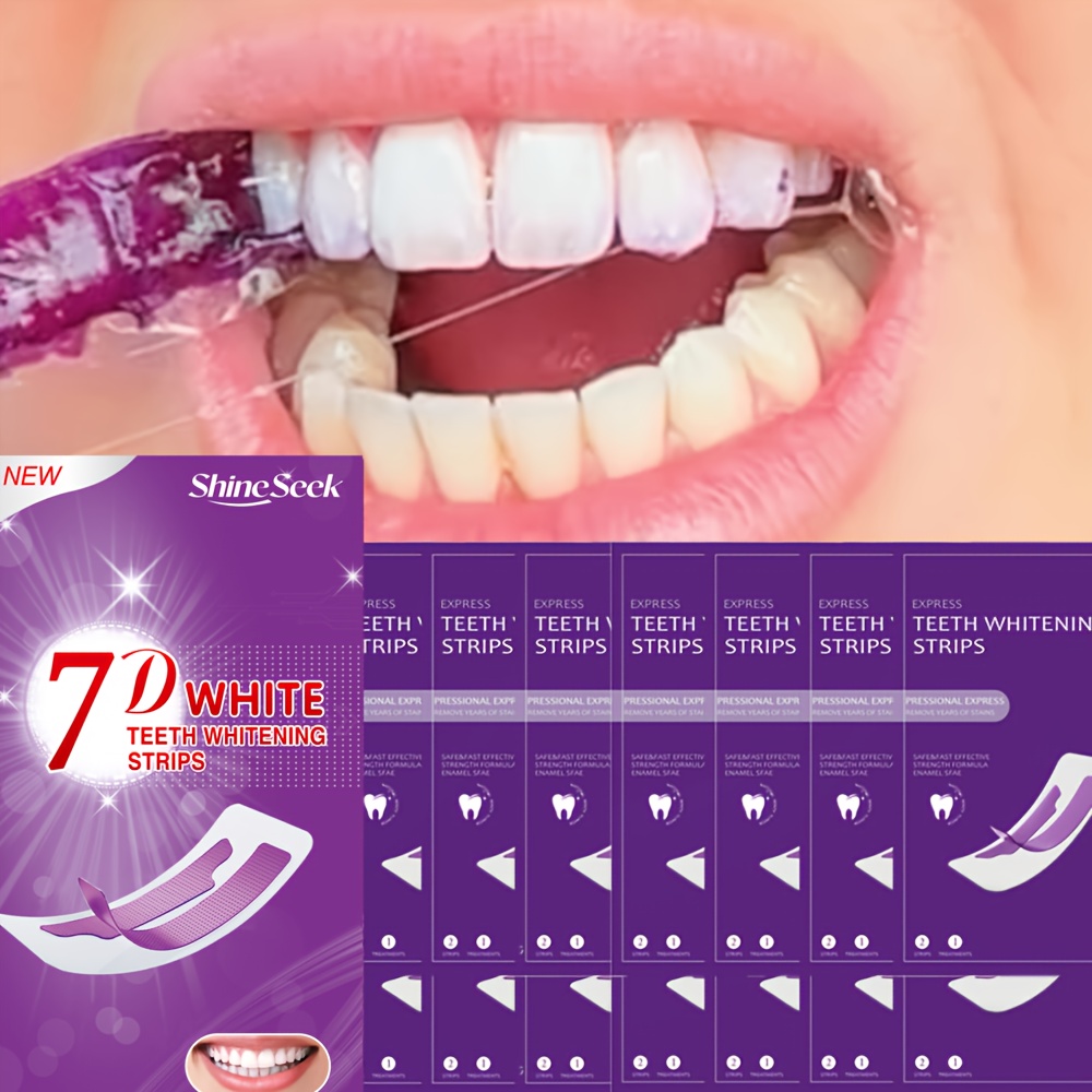 28pcs 14pairs 7d purple teeth strips daily use and travel friendly dental cleaning and brightening strips       seek Product details 4