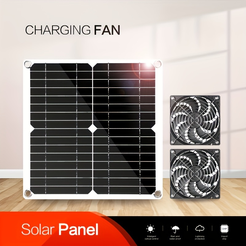 Kit de ventilador solar de invernadero de 50 W, panel solar de 50 W,  ventilador accionado por energía solar para ático/cobertizo/gallinero