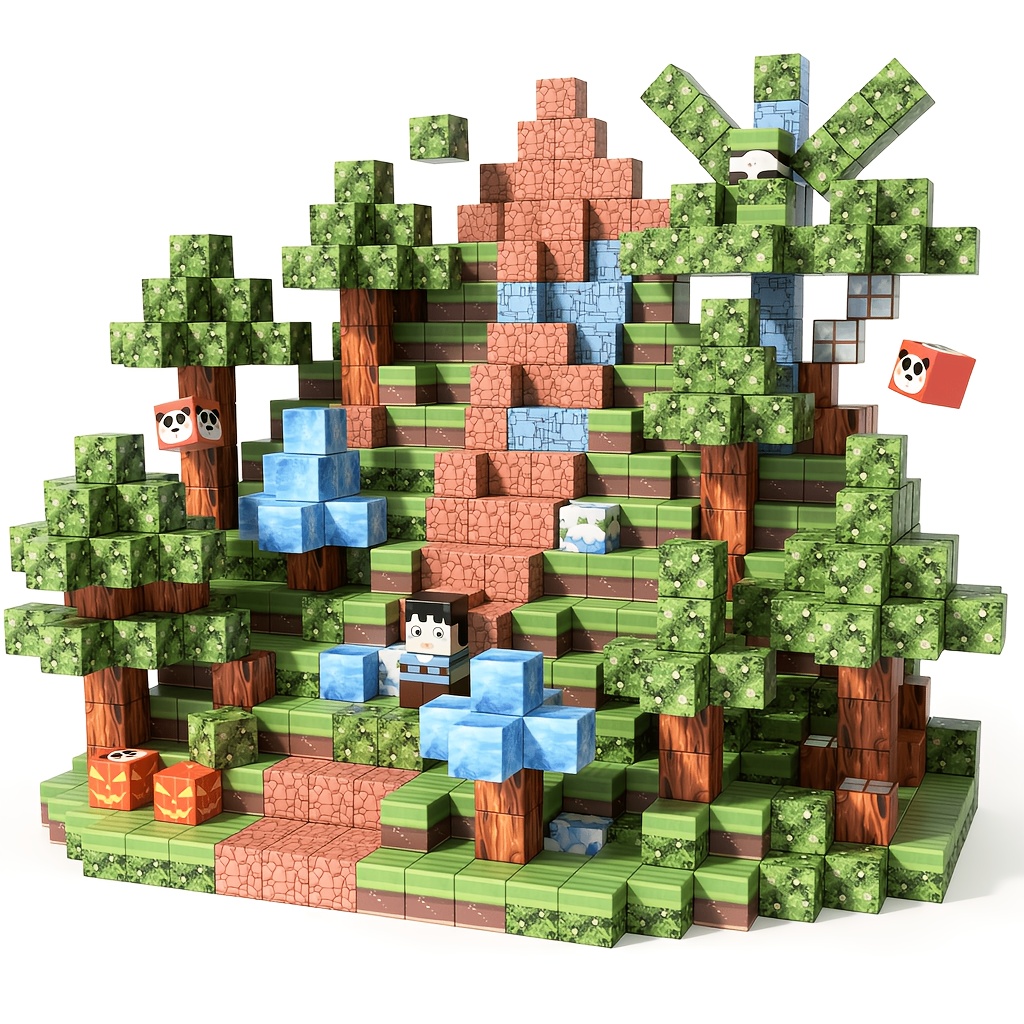 Magnetic Building Blocks Jungle Theme Set 2Cm Square