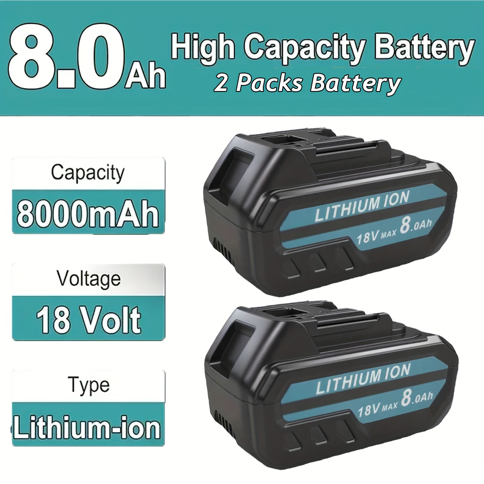 8.0ah Battery! 2 Packs 18v 8.0ah Lithium Battery Replacement For Makita Bl1860b Batteries Bl1860b Bl1850b Bl1840 Bl1840b Bl1830b Bl1830 Bl1820 Bl1815 Bl1835 Bl1845 -400