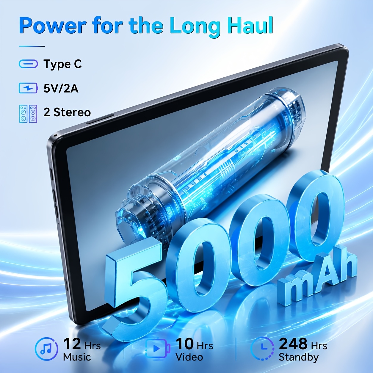 BRAND 2026 Tablet Android 15 - Ecrã de 10.1 polegadas, 24GB+128GB de Armazenamento 3