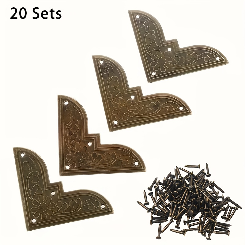 TEMU 20 Sets de Protections d' 44*62Mm, Protections d' Bronze Antique, d'Album en Métal pour Scrapbooking, Couvercles Décoratifs pour Boîtes Cadeaux