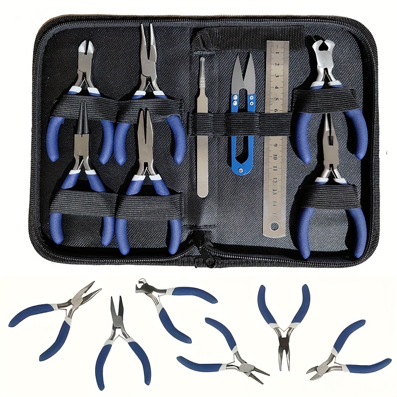 9pcs jewelry making pliers set craft beading tools kit needle nose pliers zippered case ergonomic handle for   design repair 5 7 x 2 36 x 8 85 inches 0