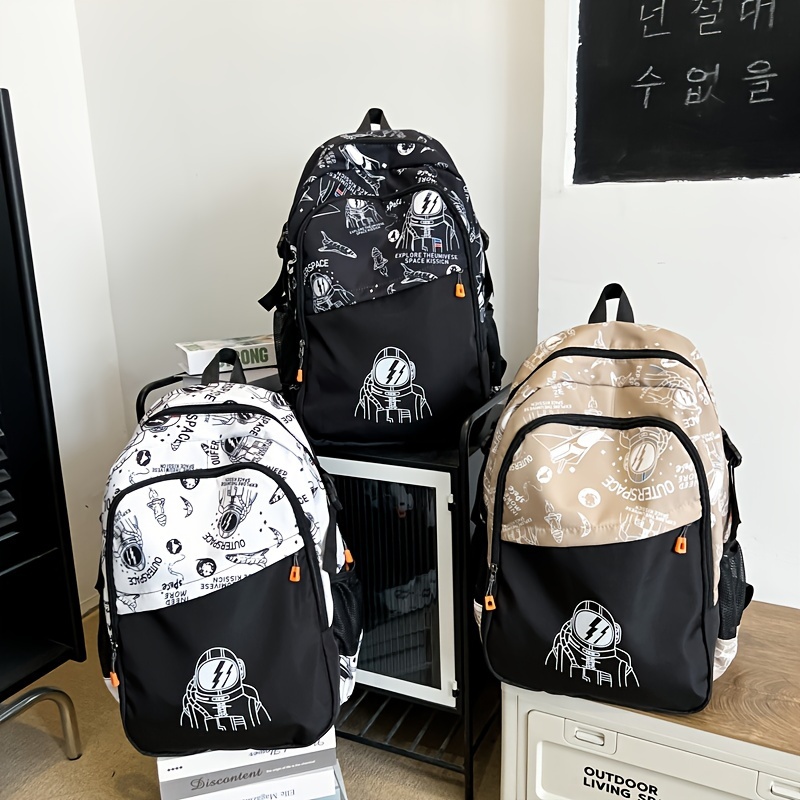 

Unisex Nylon Casual Backpack, Youth Bag With Printed Design, Zipper Closure, Easy Clean, Daily Use - Positioning Printing