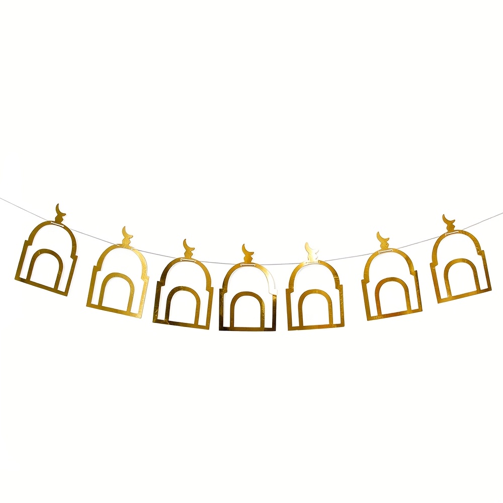 Mosque Banner Garland Ramadan Kareem Eid Al-fitr Eid Rustic Boho Farmhouse Home Door Wall Art Mantel Fireplace Hanging Decoration Umrah Mubarak Hajj Mubarak Backdrop Sign
