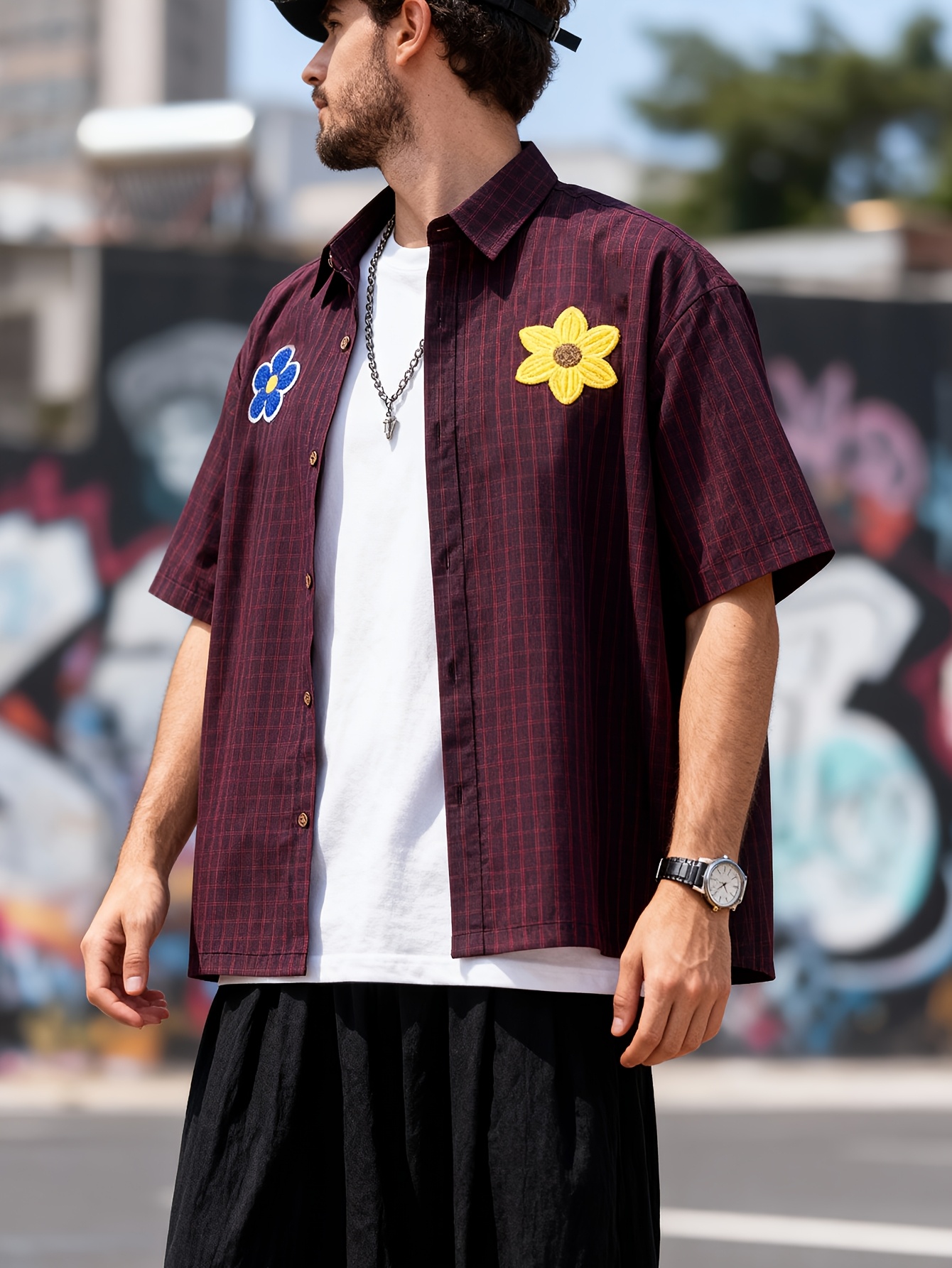 Fashionable Plaid Design Short-Sleeve Cropped Shirt for Summer