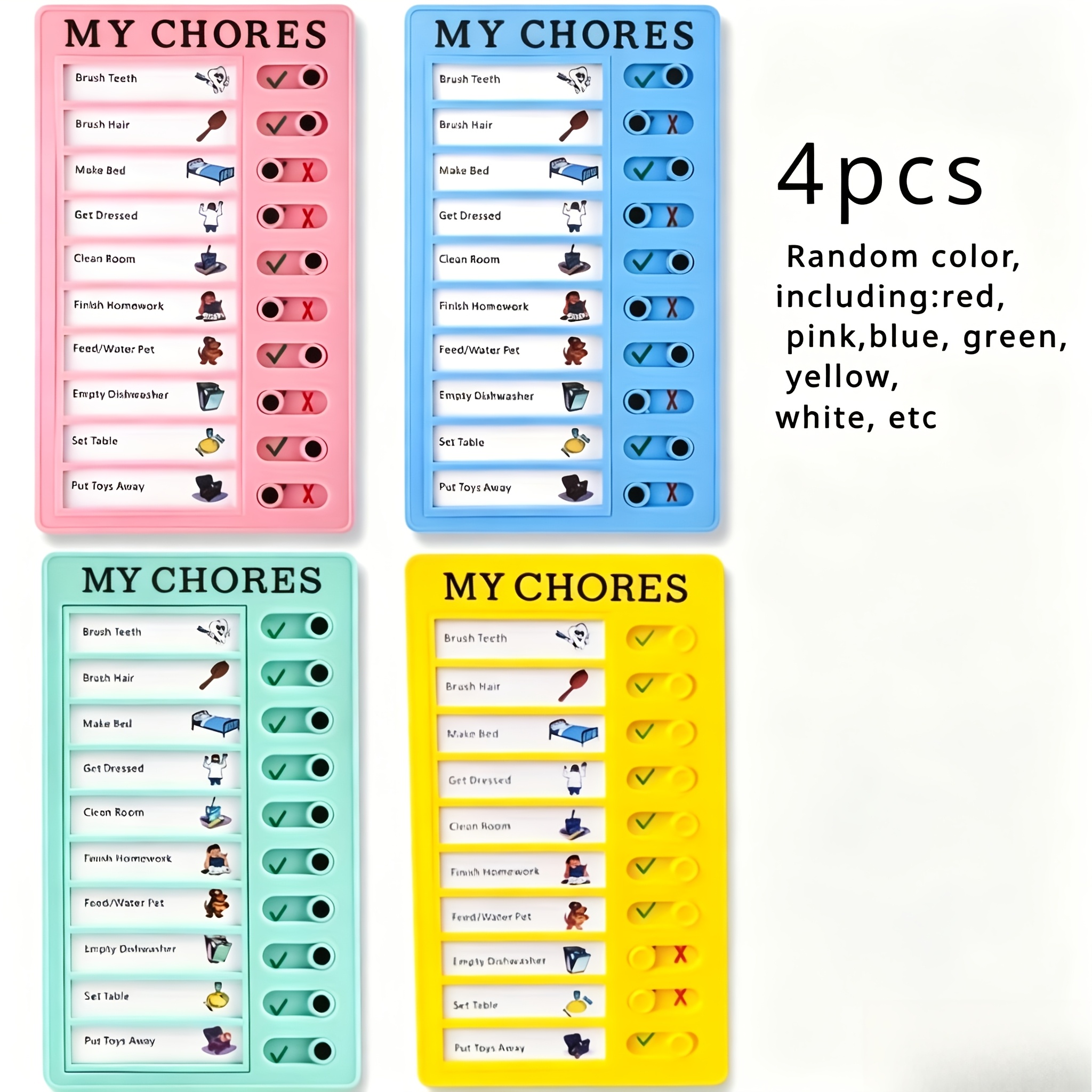 4pcs Random Color Checklist Board, Chore Chart Memo Checklist Boards Blank Cards For Daily Checklist, Planning Boards, Planning