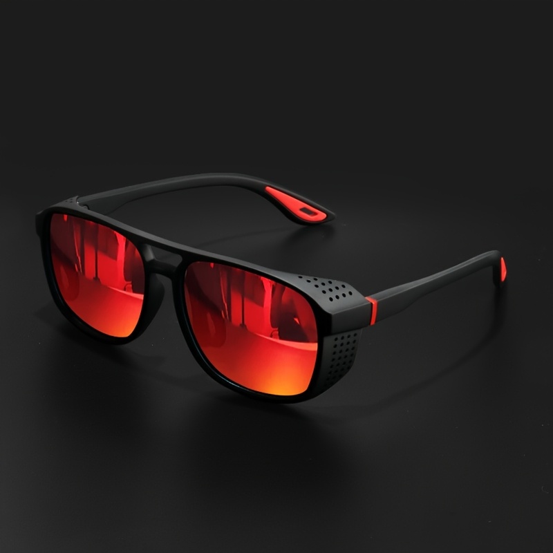 TEMU Circular Steampunk Sports Glasses - Stylish Glasses - Ideal For And Driving, Durable Side Cutout Frame, Hd Lenses