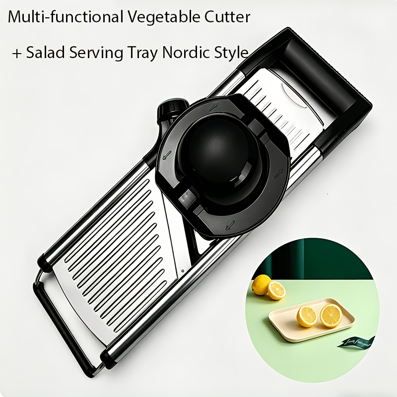 Stainless Steel Vegetable Slicer With Foldable Stand, Non-slip Tray And For Safety. Adjustable For Easy Thin Slicing And Shredding, A Practical Gift For Cooking Enthusiasts.