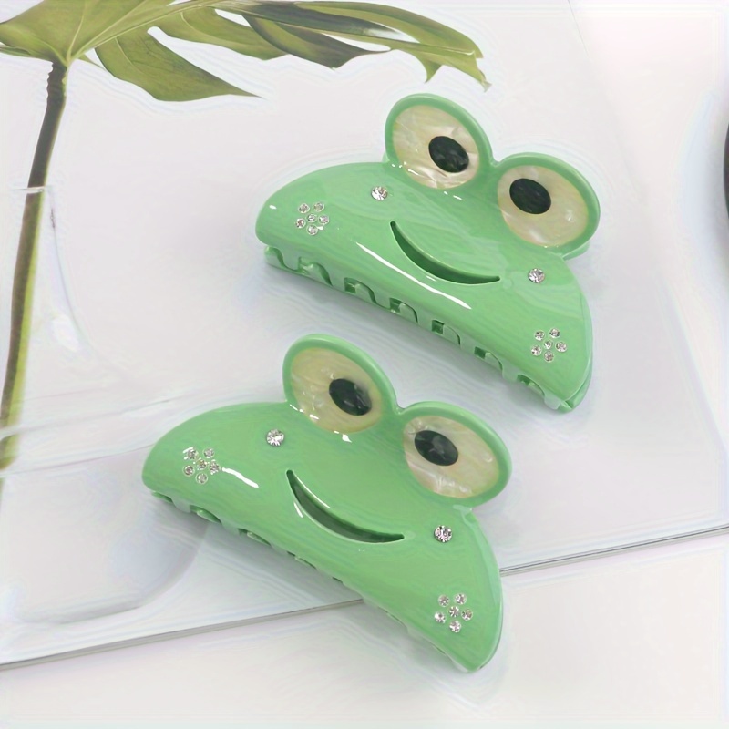 

Cute Frog-shaped Hair Clip With Sparkling Rhinestones - Acetate, Solid Color, Perfect For Women & Girls 14+