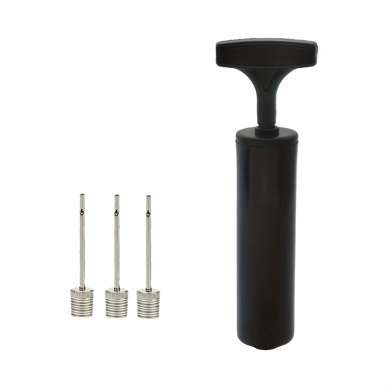 TEMU Portable Manual Ball Pump With 3 Needles - Mini Hand Press Inflator Suitable For Basketballs, Soccer Balls, Footballs, Air Pump Compatible For