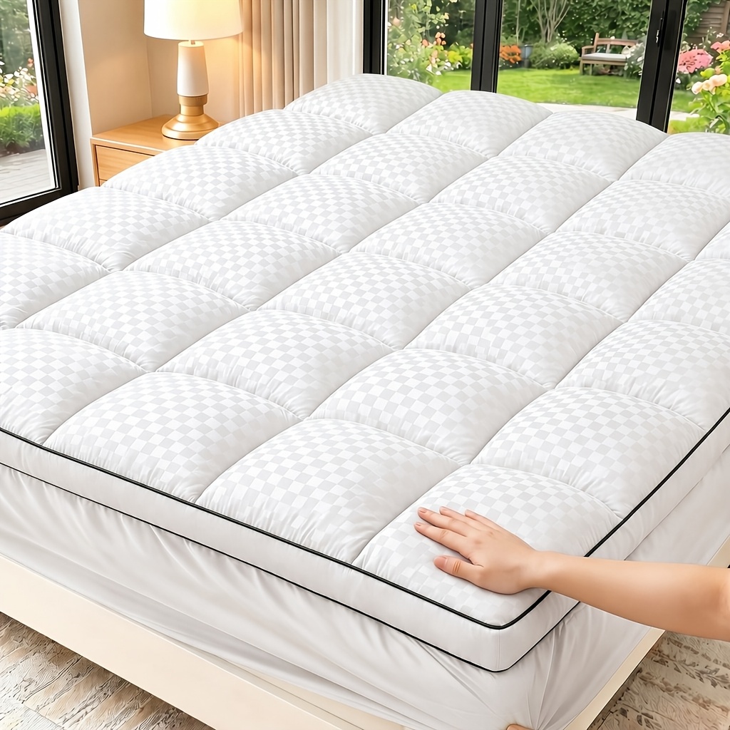 TEMU Cloud-sense Quilted Mattress Protector, With 360° Wrap-around Elastic Deep Pocket, Locking Position Without Shifting, Soft And Breathable,