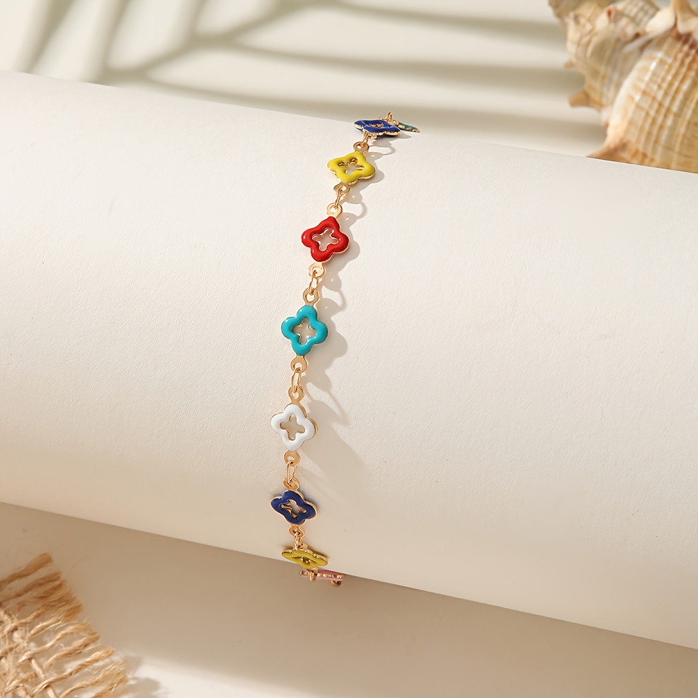 Women's Multicolor Cross Copper Anklet, Bohemian Style