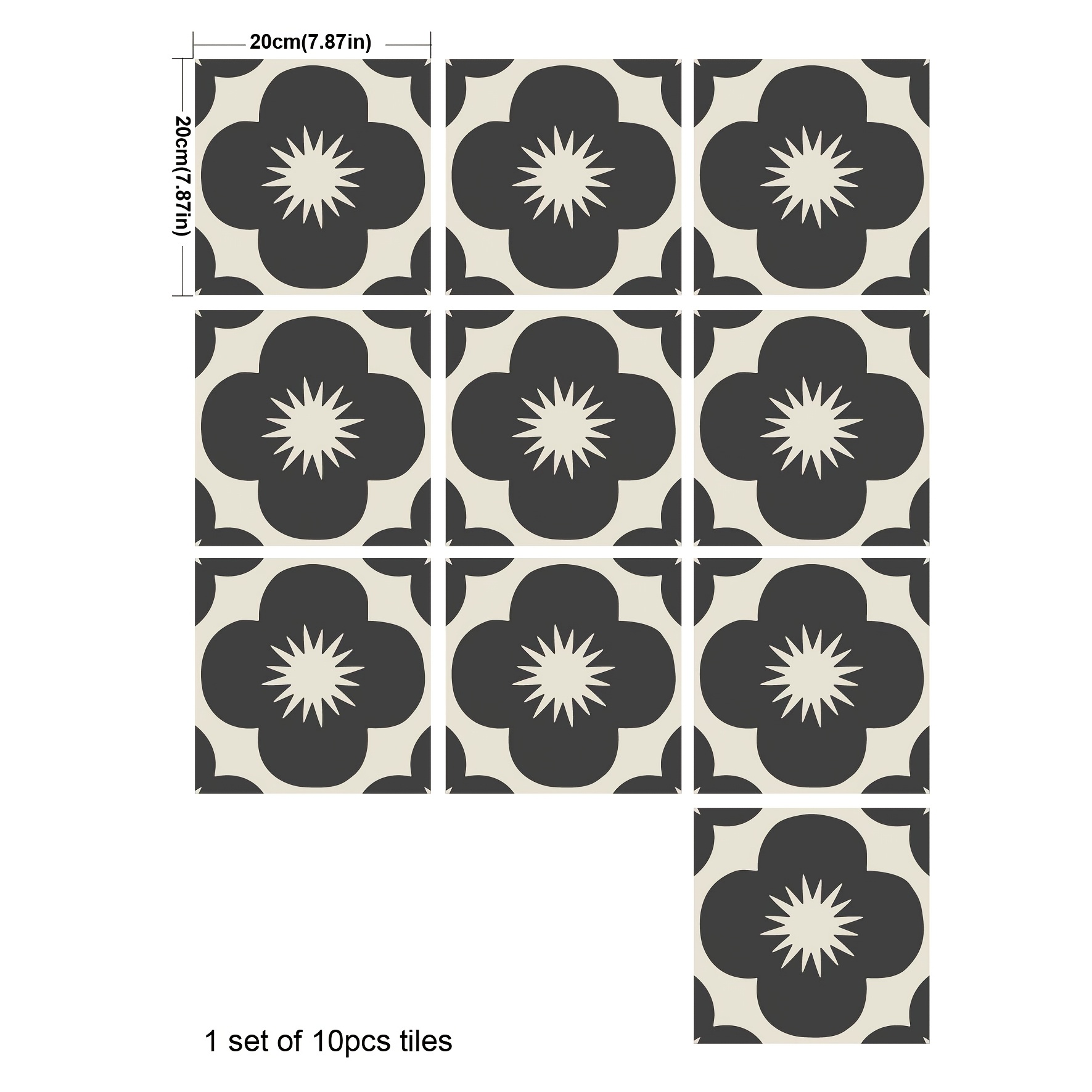Image of 7.87x7.87inch 10pcs Peel And Stick Frosted Vinyl Tile Transfer Decal, Self-adhesive Tile Transfer For Kitchen, Bathroom, And Home Decor Transfer
