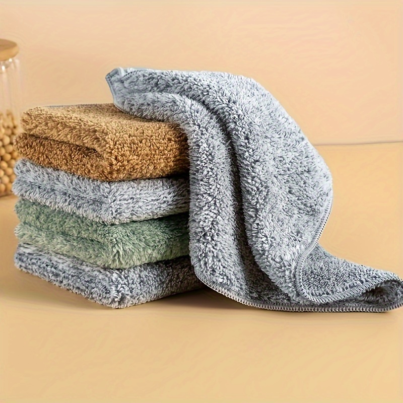 

5/10pcs, Scouring Pad, Bamboo Charcoal Rags, Microfiber Cleaning Cloth, Solid Color Dish Towels, Lining Hand Towel, Face Towel, Suitable For Kitchen Bathroom, Cleaning Supplies