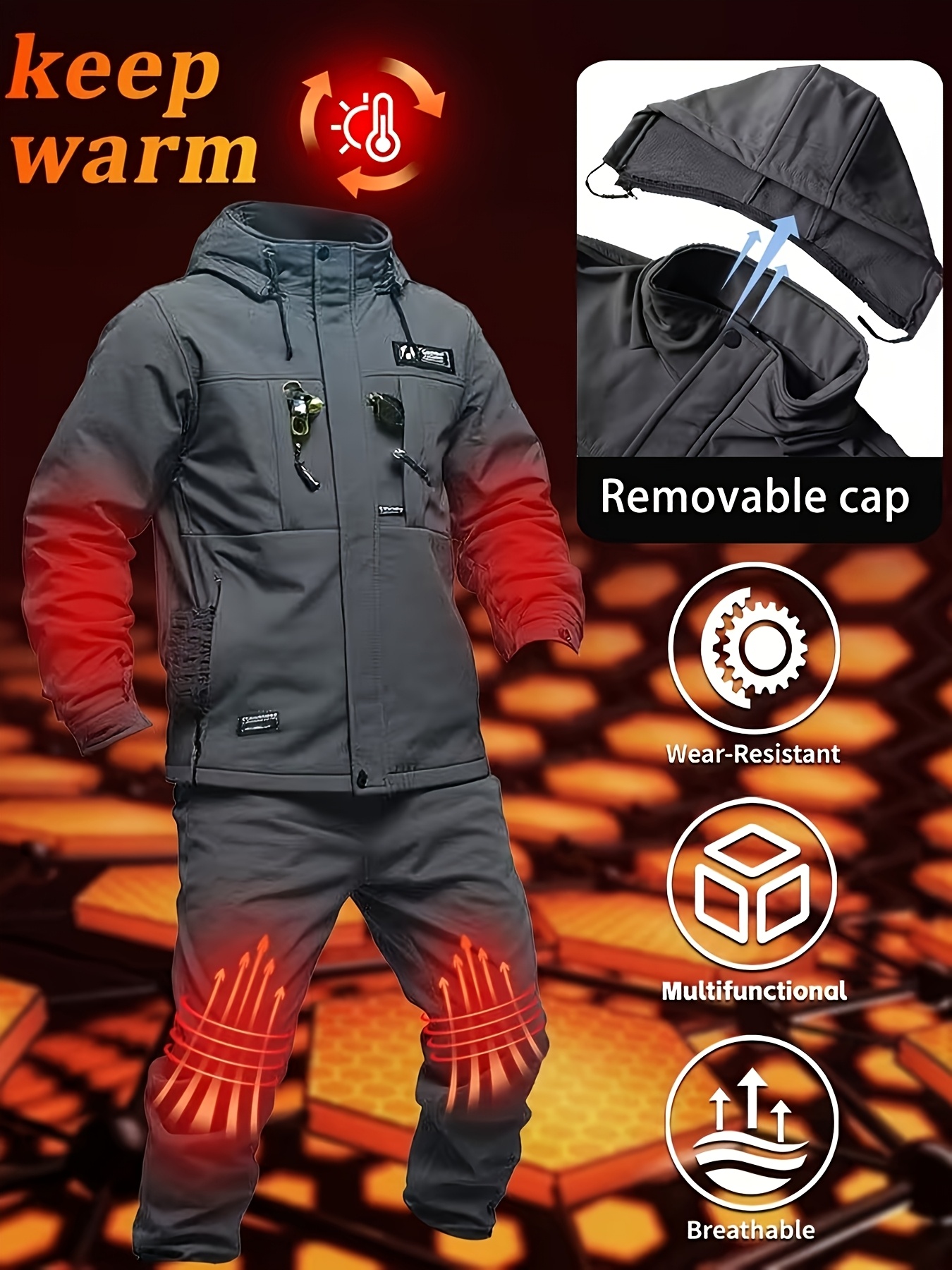Men's Autumn Winter Thickened Fleece Tactical Set
