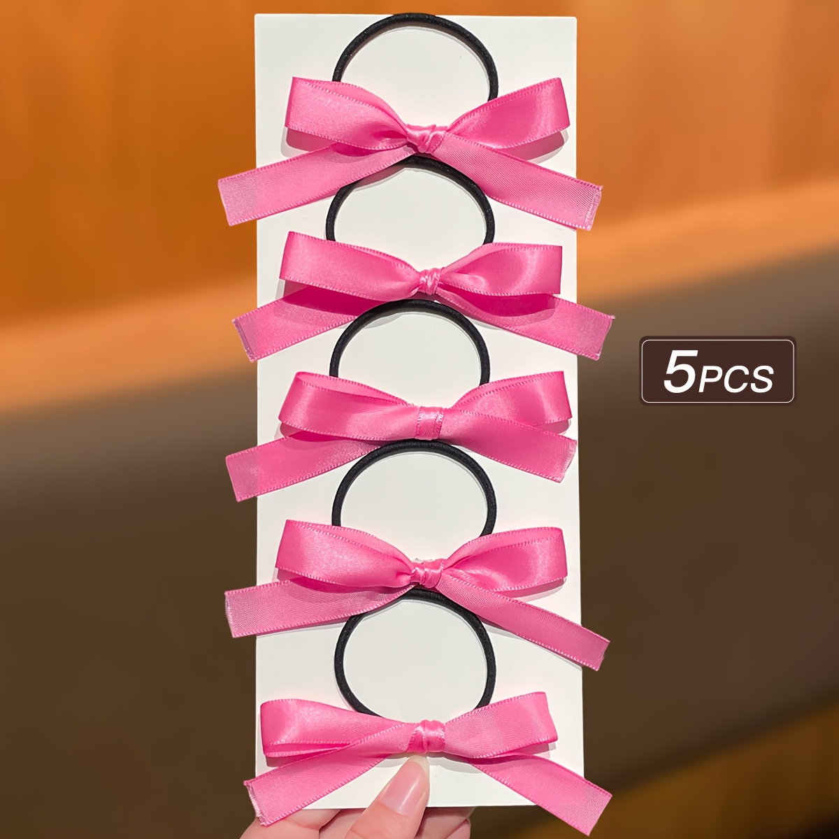 TEMU 5pcs Women's Hair Accessories Set, Stylish And Cute In Pink, Valentine's Day. Includes Bow Hair Ties, Ideal For Casual Attire And Holiday