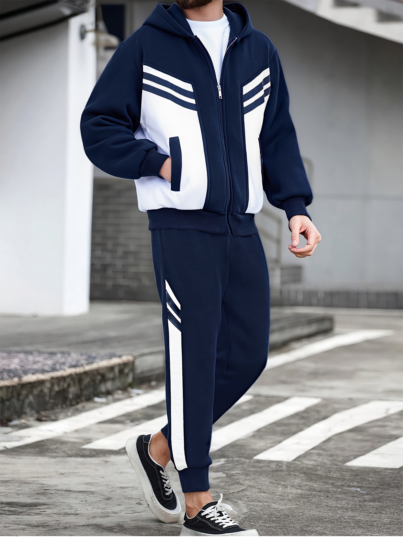 2 peças conjunto unissex adolescente moletom com zíper e - Temu Portugal, image size:800x1067