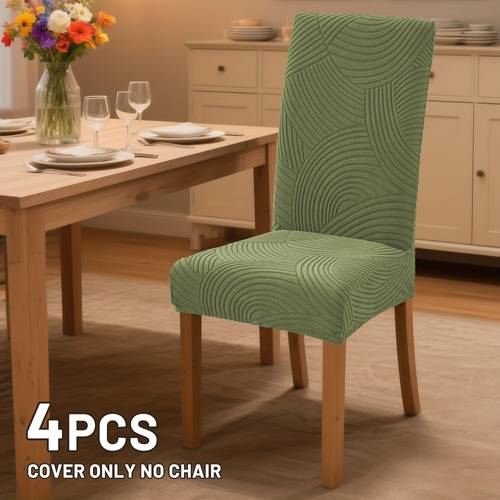 4 6pcs stretch dining chair covers arc line geometric pattern chair covers fabric chair covers pet friendly easy to washable suitable for banquet