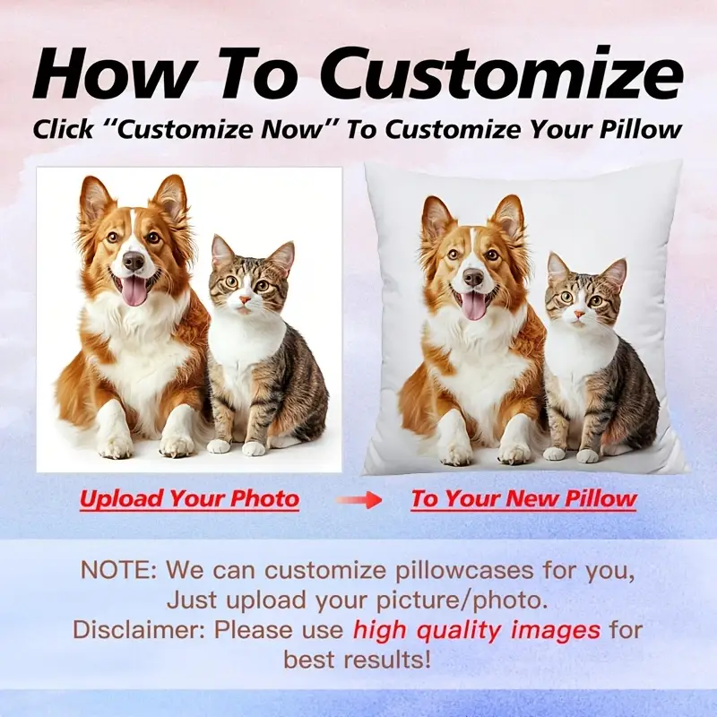 1pc personalized double sided custom photo pillow case zippered closure machine washable polyester pillowcase for couples families pet lovers custom front back prints ideal gift for home sofa bed car decor birthday anniversary christmas present sofa accent piece smooth texture Product details 5