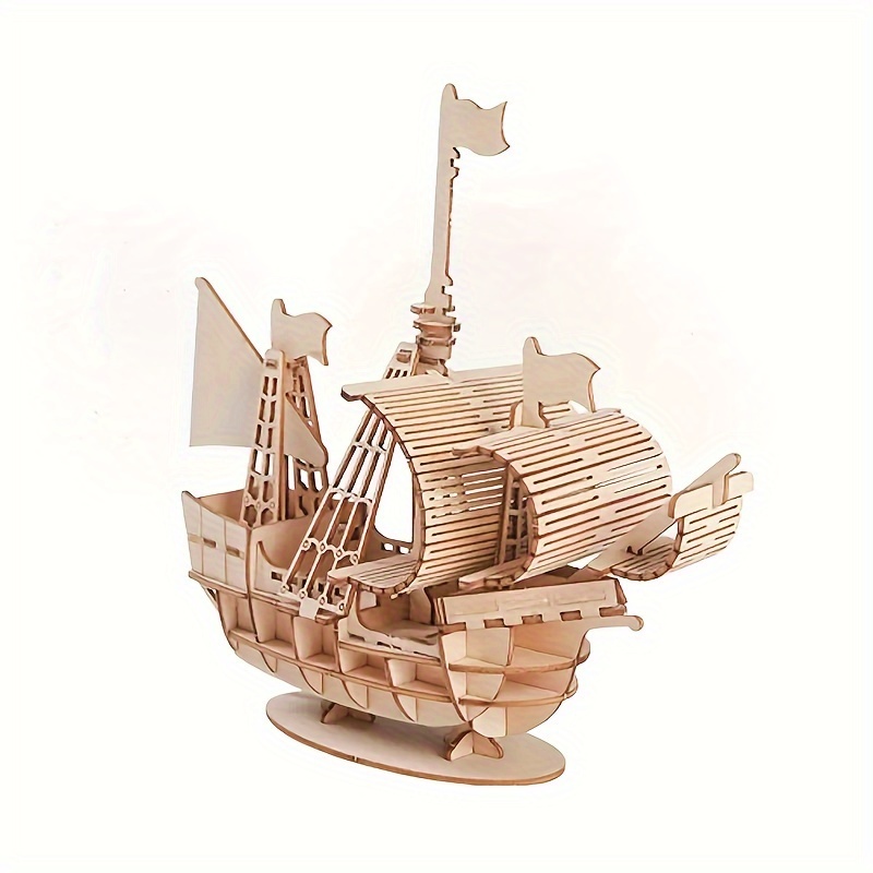 Pirate Ship Clock 3d Wooden Puzzles Adults Wooden Models - Temu