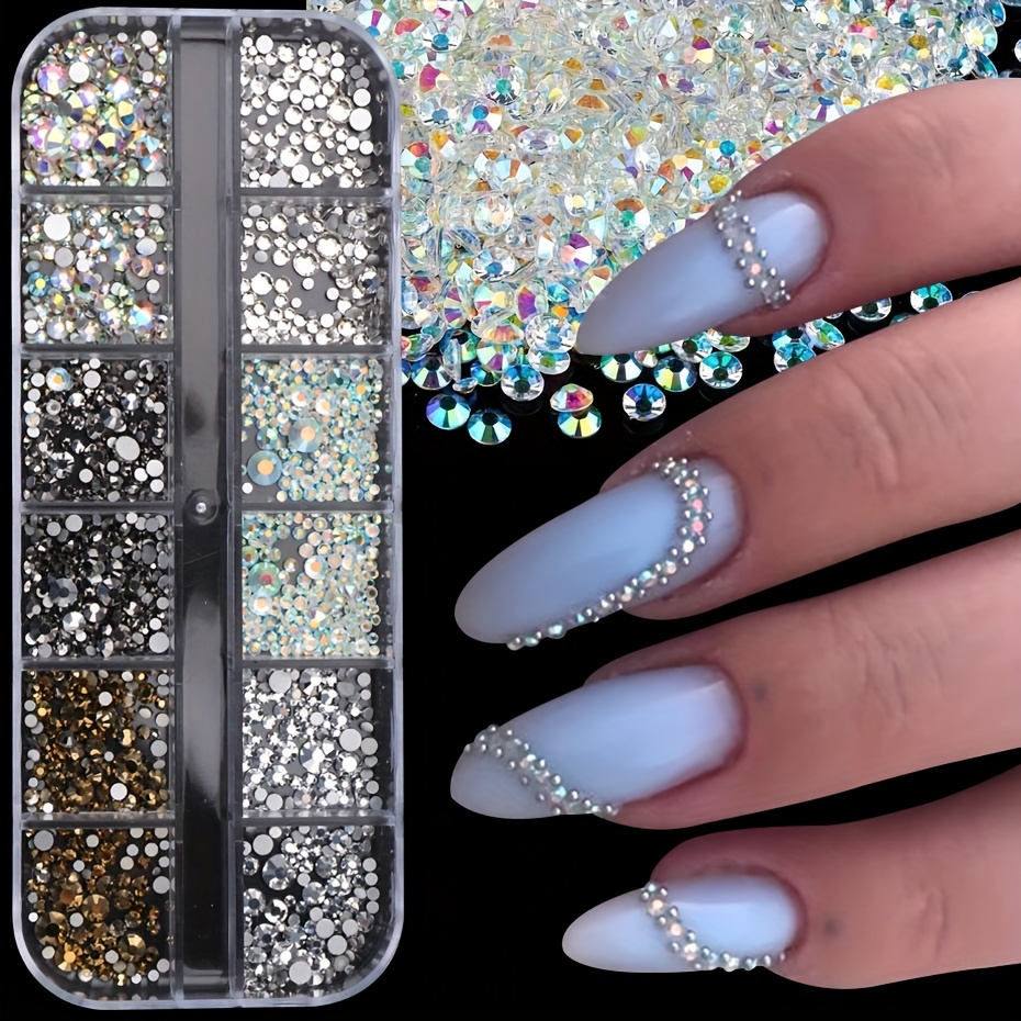 

Full Beauty Y2k-inspired Sparkling Nail Art Rhinestones - Hypoallergenic, Iridescent Metallic Crystal Gems For Diy Manicure & Jewelry Decorations, Full Beauty