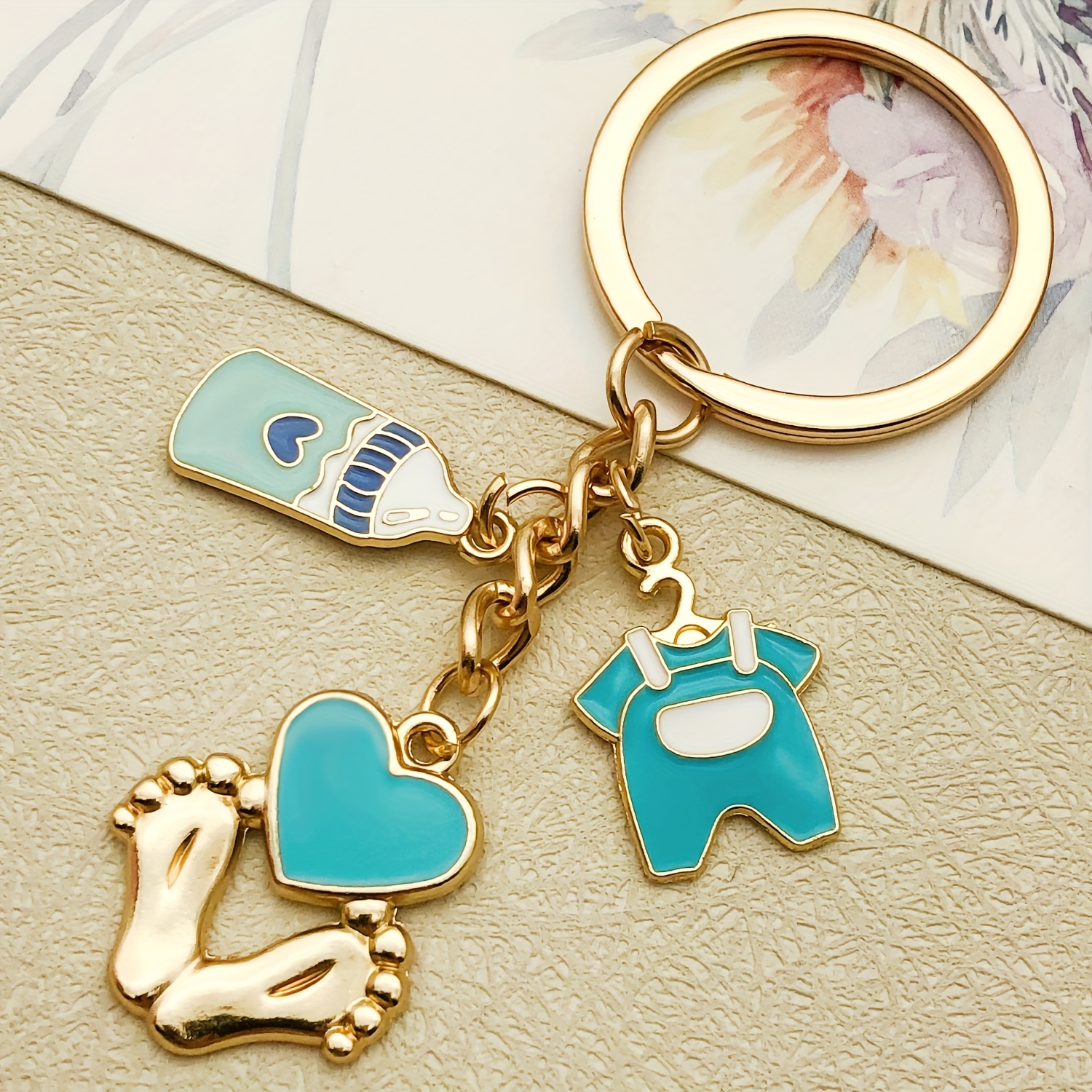 TEMU 1pc Of Alloy Enamel Pendant, Different Styles Of Foot Bottle Elephant Series, Fashionable Keychain, Fashionable Keychain Gift, Give