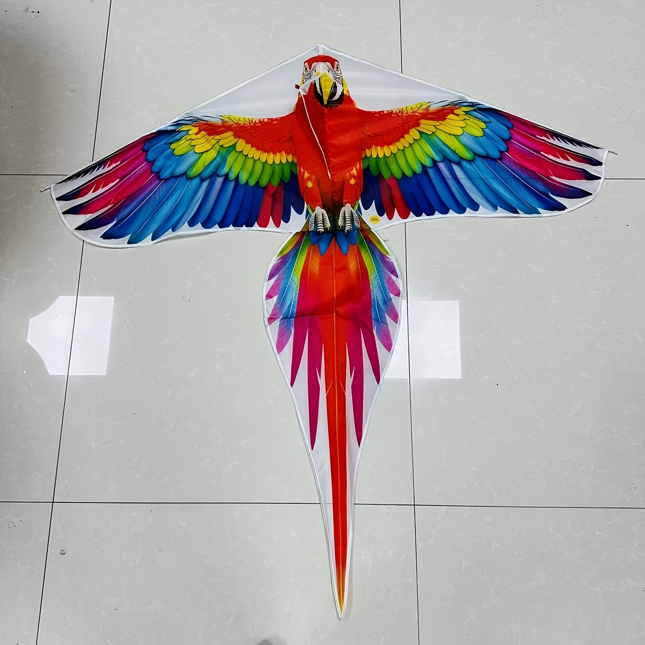 Image of Large Colorful Parrot Kite Set. The Set Includes A Free Kite Board, A Cartoon Parrot Kite, A Creative Holiday Gift, Durable And Easy To Assemble