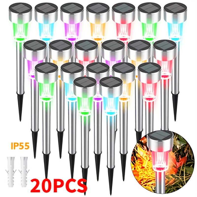 Image of 20/10pcs Solar Led Screw Lights, In Specifications - Suitable For Outdoor Landscape Lighting In Occasions Such As Courtyards, Lawns, , Gardens, Etc. For Decorating Holiday Party