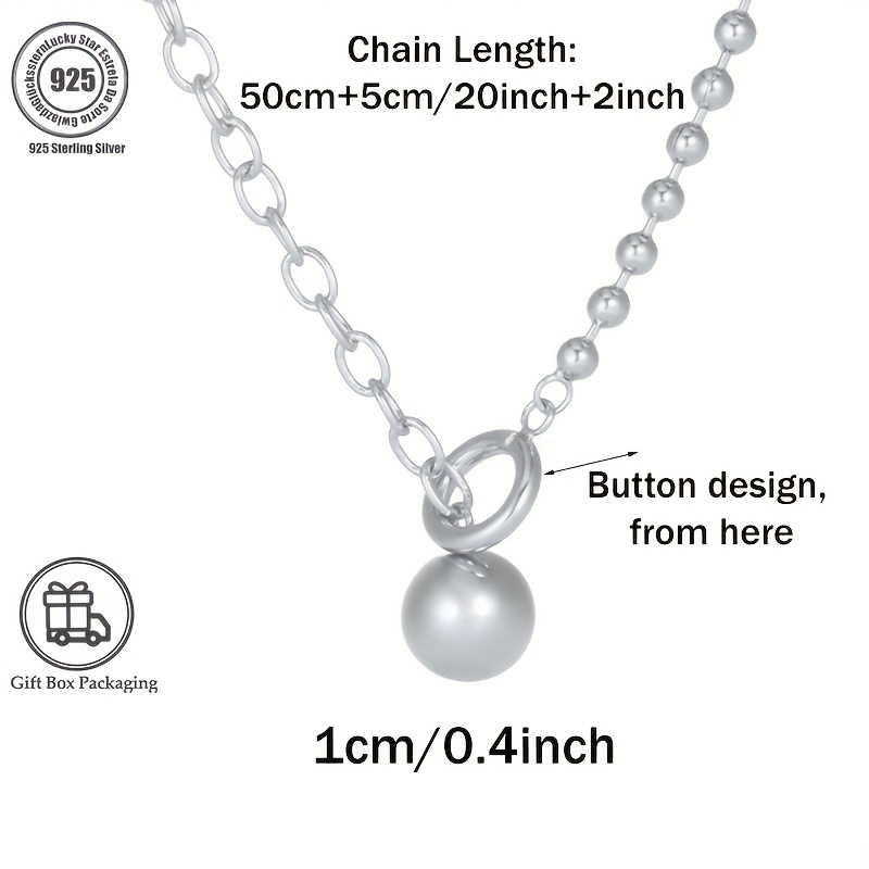 Image of 925 Sterling Silvery, Rhinestone Cutting , 20in Ball Clasp Necklace, Gift For Yourself Or Family, Valentine's Day Gift, Birthday Gift, Exquisite Gift Box