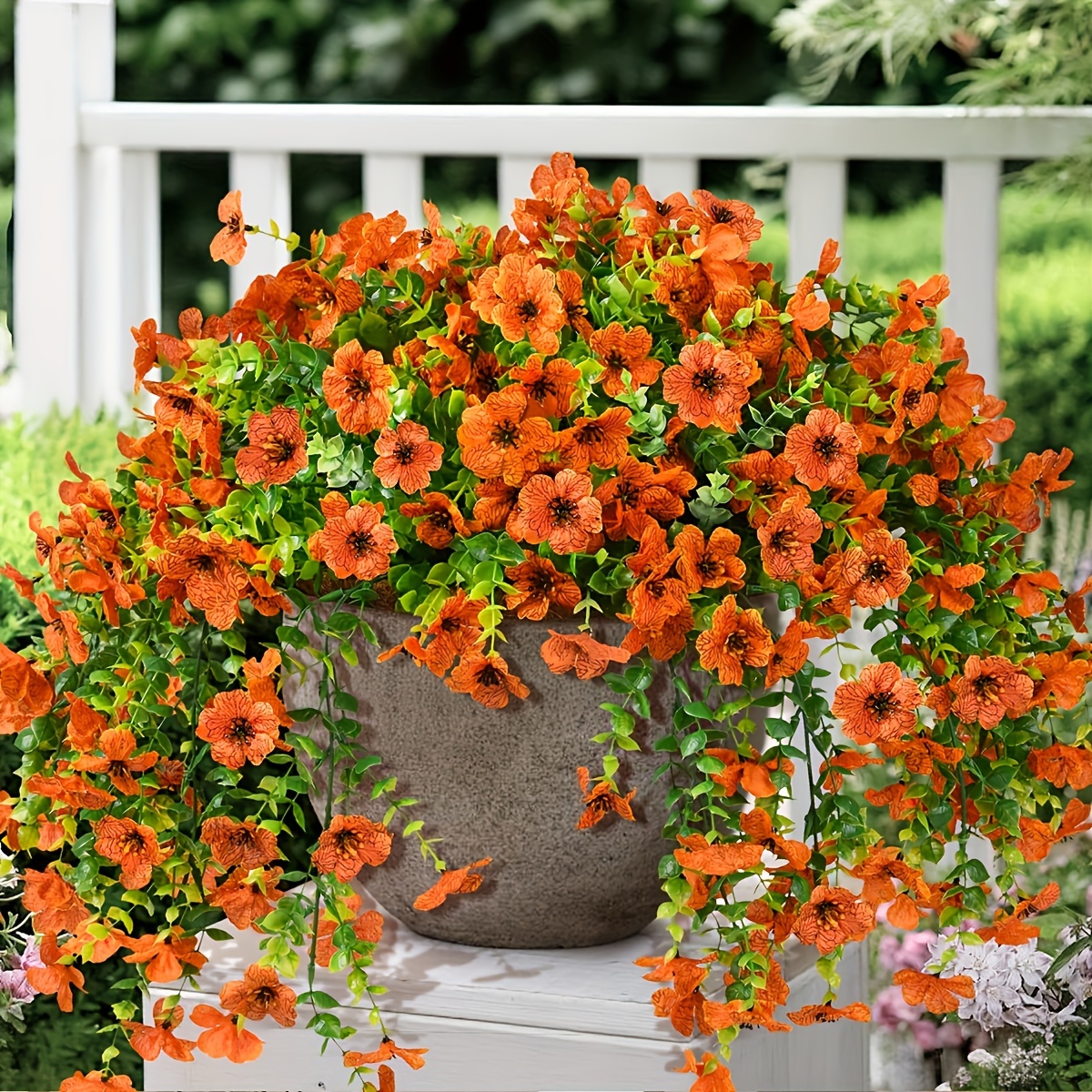 

2pcs Style Orange Artificial Hanging Daisy Swags, Uv Resistant Plastic Silk Flowers For Home, Porch, Window, Yard - Ideal For Thanksgiving, Halloween, Easter, Valentine's, Decor