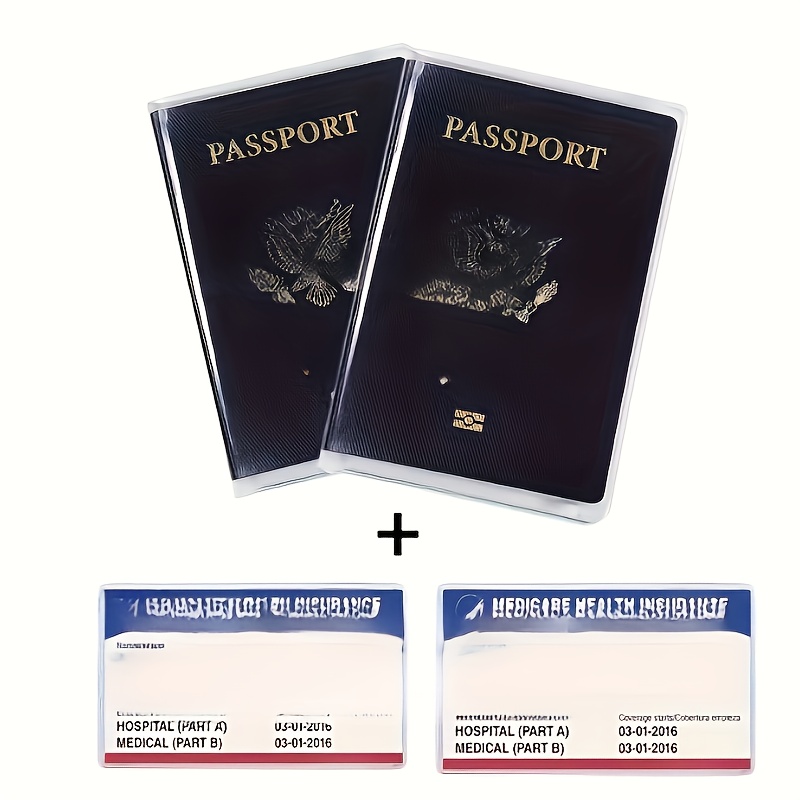 E-shop 4er-Set Robuster -Halter mit mehreren Kartenfächern & Kreditkartenhüllen, Schutzhülle für Visitenkarte, Sozialversicherungskarte,