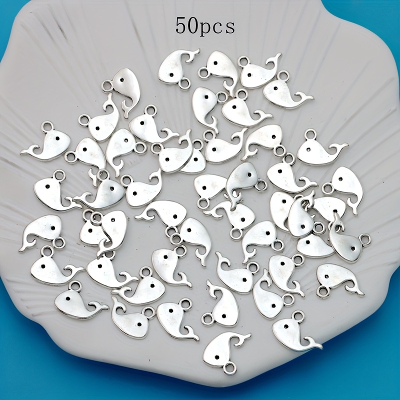E-shop 50 Stück Kleinunternehmerbedarf Zinklegierung Beschichtet Antik Silberfarbener Wal Anhänger Charms Armband Halskette/Ohrringe Wal Anhänger für