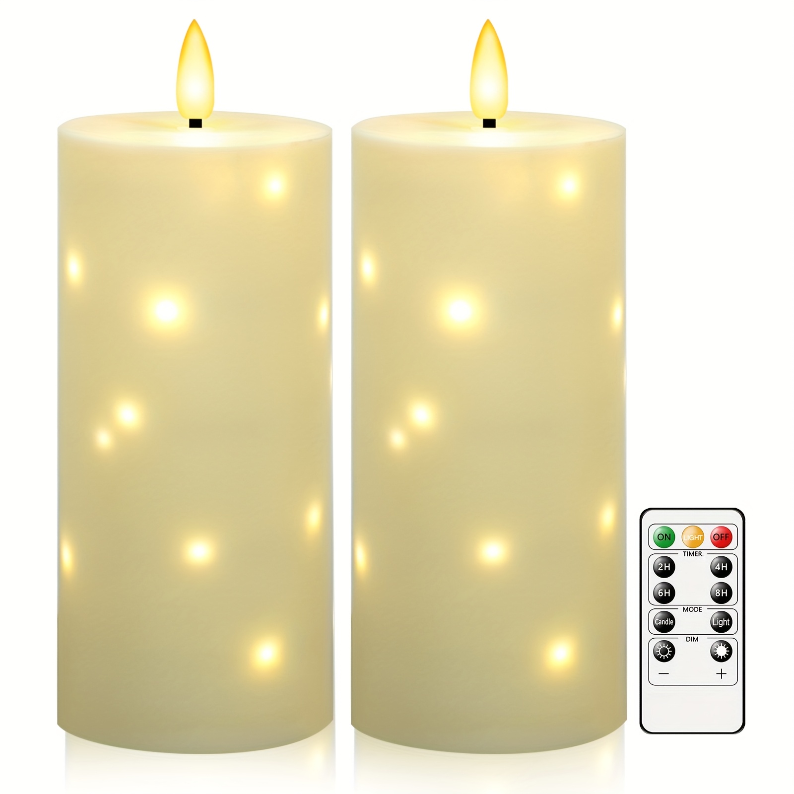 Image of Set Of 2 Extra Large Outdoor Flameless Candles With Remote Control And Timer, Battery-powered Flickering Led Pillar Candles For Outdoor Lounge Chairs And , Durable (ip44)