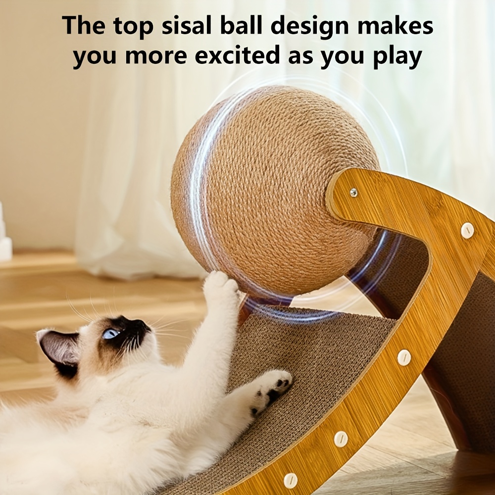 2 in 1 large corrugated scratching post with jute ball protect furniture self entertainment relieve boredom and   pet toys Product details 4