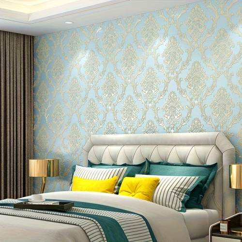 1 rol 20,86x118,11 inch zelfklevend europees bloemen 3d reliëf behang - waterdicht & vochtbestendig non-woven dik plak- en behang voor slaapkamer, woonkamer, tv achtergrondmuren, elegante muurdecoratie, materiaal, wandsticker, interieurontwerpers