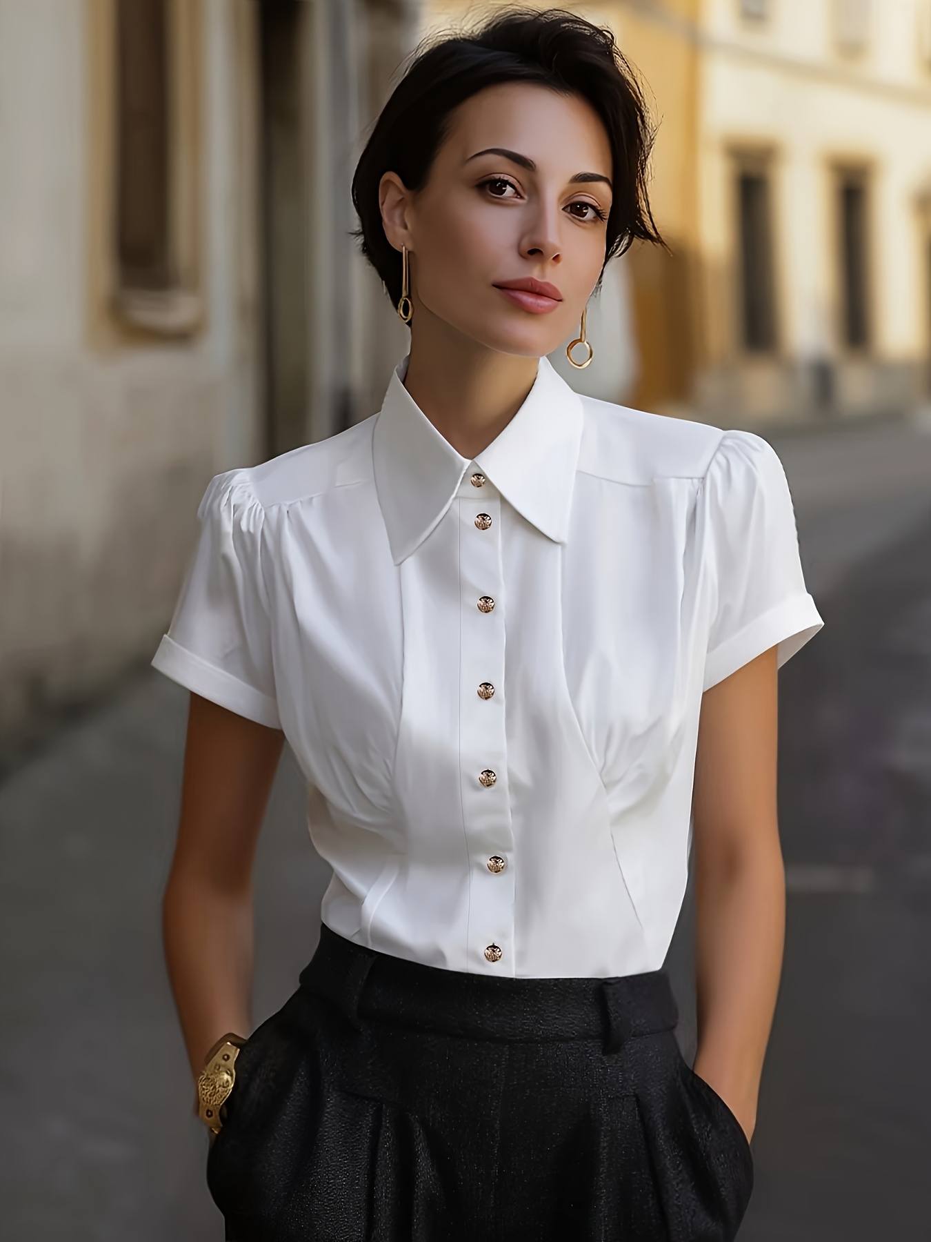 White Short Sleeve Blouse