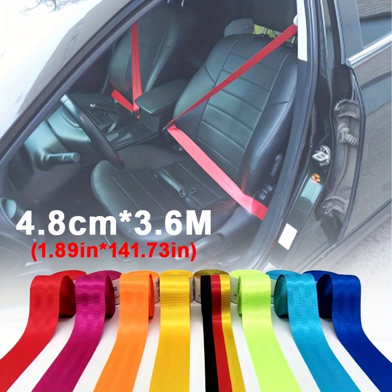 

Car Seat Belt 4.8cm*3.6m(1.89in*141.73in)auto Strengthen Seat Belt Webbing Fabric Racing Car Modified Seat Safety Belts