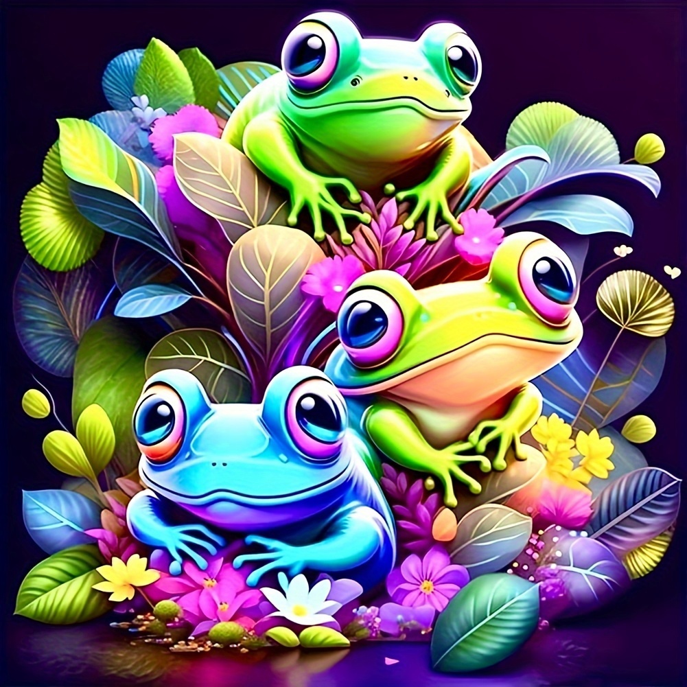 

Frog-themed Diamond Painting Kit For Adults - Diy 5d Full Drill Round Diamond Art And Crafts Set For Home Wall Decor Gift - Acrylic Animal Diamond Art Kit With Vibrant Colors And Detailed Design